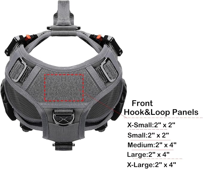 ICEFANG No Pull Tactical Dog Harness for Small Dogs,Adjustable Dog Vest | Control Handle,MOLLE Panel,Front Hook,3 Leash Clips,Soft Padded,for walking training,Grey,Small - Image 3