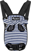 Pawaboo Pet Front Carrier Backpack for Small Medium Dogs | Legs Out Easy-fit,Adjustable Straps,Hands-Free,Soft Padded Support for Travel Hiking Cycling Camping,Blue Stripes,M by Pawaboo