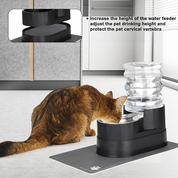 RIZZARI 5L Automatic Cat Water Dispenser: Elevated Filtered Cat Bowl | Durable Construction/Stable Base/Gravity Water Flow/Odor Reduction Filter/Elevated Drinking Position/Ideal for Indoor Spaces - Image 8