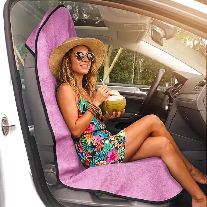 Car Seat Cover Protector Front Seats,for Gym Workout,Running,Swimming,Beach and Hiking,Waterproof Sweat Towel Bucket Seat Covers for Cars SUV Trucks (Pink, 2Pcs) - Image 2