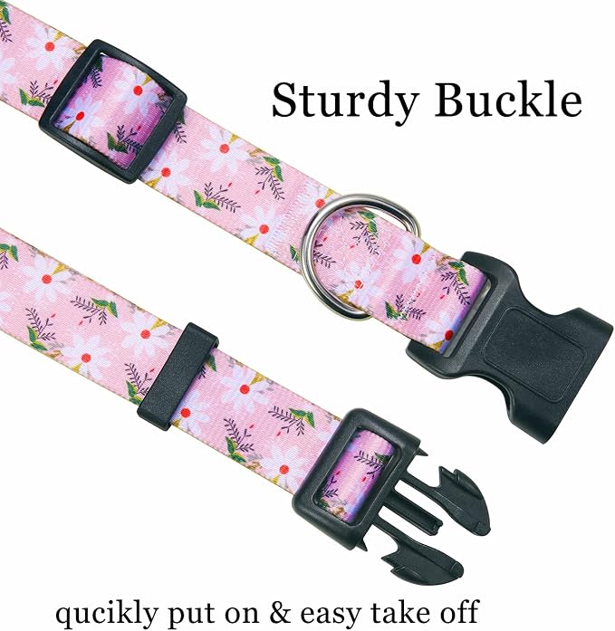 Mihqy Dog Collar for Small Dogs, Fashion Design, Pink White Flower,S | Neck Fit 9.8"-15.7", Multiple Patterns，4 Sizes for Small Medium Large Dogs, Comfortable for Walks and Outdoor Hikes - Image 4