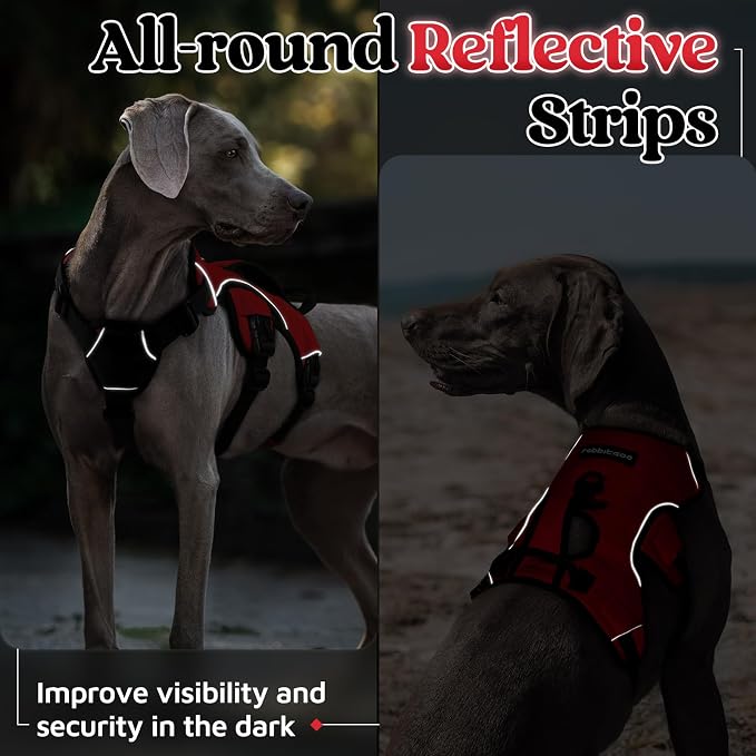 rabbitgoo Escape Proof Dog Harness for X-Large, No Pull with Lift Handle | No Escape, Full Soft Padded, Reflective Adjustable Vest, Leash Clip for Walking Hiking Training, Red, X-Large - Image 8