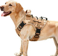 Heavy-Duty Tactical Dog Harness for Large Dogs, No Pull Adjustable Reflective Pet Vest with Molle System, K9 Military-Grade Control for Service Training, Outdoor & 10+ Breeds, Khaki Camo, Medium by Bruvoalon