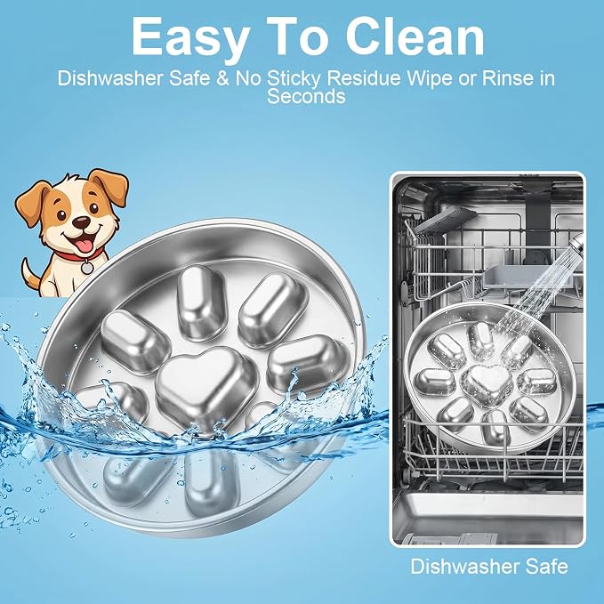 SHENLIU 2Pcs 304 Stainless Steel Slow Feeder Dog Bowl for Medium Large Dogs | 2 Cups Non-Slip Pet Bowl for Fast Eaters, Raised Design for Slow Eating & Digestive Health, Dishwasher Safe - Image 6