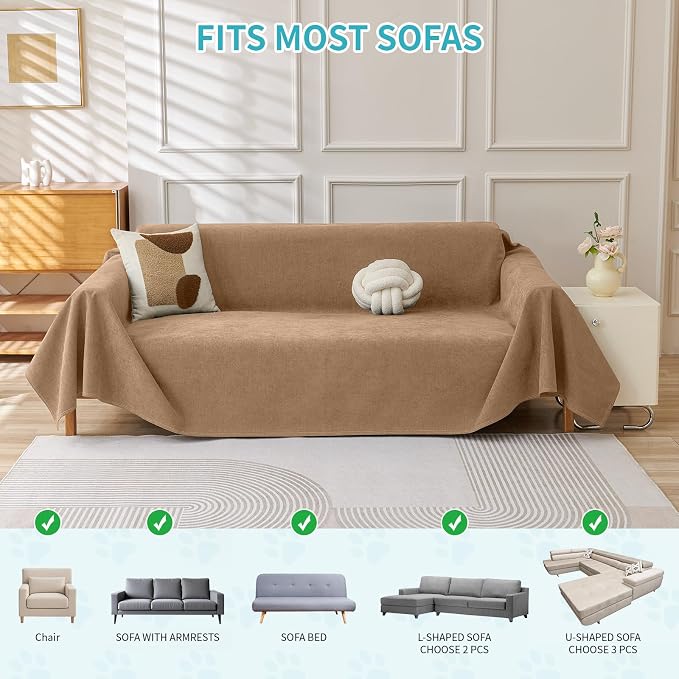 Warmstar Couch Protector from Cat Claws, Waterproof Couch Cover Anti Slip,Couch Cover 3 Cushion Sofa Washable,Anti-Scratch Pet Sofa Cover Heavy Duty,71"X134", Brown - Image 6