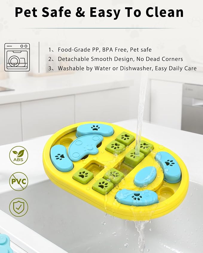 Dog Puzzle Toy, Interactive Enrichment Treat Food Puzzles, Yellow | Mental & Brain Stimulation, Slow Feeder, For Smart Puppy Small Medium Large Dogs Cats - Image 7