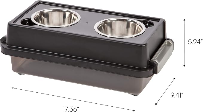IRIS USA Elevated Dog Bowls 6" H, up to 5 lb Storage, Black, Made in USA | Comes with 4 Stainless Steel Bowls (16 oz), Elevated Feeder, Reduce Strain, Perfect for Camping & Outdoors - Image 2