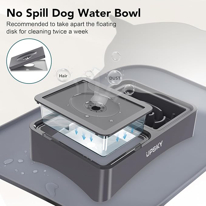 UPSKY 3-in-1 Elevated Dog Bowls Set with 4 Height Adjustable Stand and Mat | 304 Stainless Steel Bowl, No Spill Water Bowl, Slow Food Bowl, Anti-Slip, Dishwasher Safe, Suitable for Small Medium Dogs - Image 5