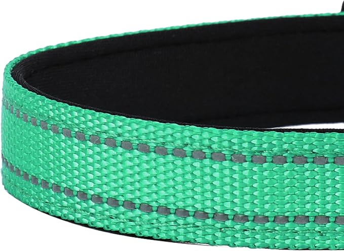 Reflective Dog Collar, Adjustable Soft Neoprene Padded,Grass Green,S | Breathable Nylon for Small Dogs,Tear-Resistant Webbing,Chafe‑Free on Walks and Hikes,Metal D-Ring,Night Safety - Image 5