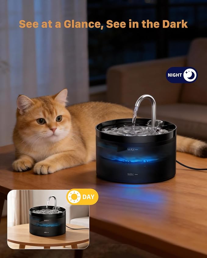 Cat Water Fountain: Dog Bowl Fountains - Automatic Pet Dispenser - Dogs Drinking Waterer Bowls Indoor - Auto Watering Dish Supplies - Easy Cleaning Animal Machine - Quiet 67oz/2L Kitty Drink Fountain - Image 3