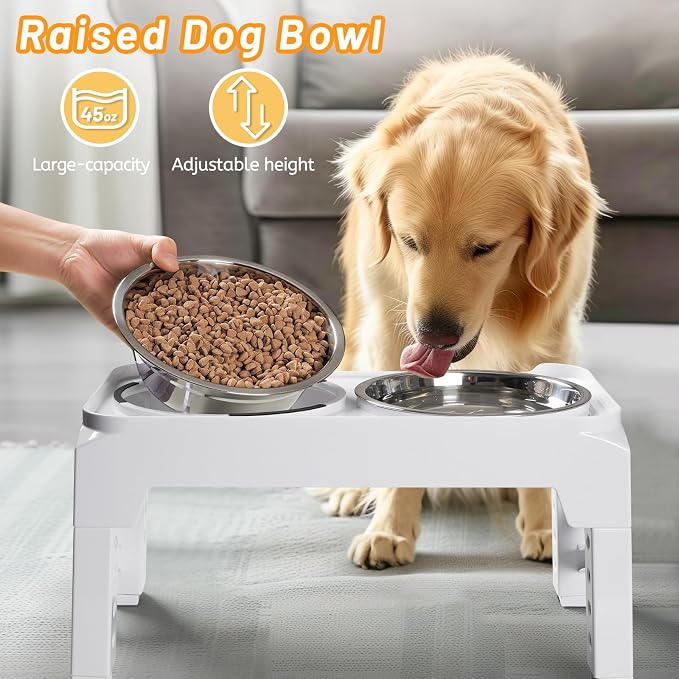 Hubulk Elevated Dog Bowls with 2 Stainless Steel Dog Food & Water Raised Bowls with No Spill Edge Non-Slip Stand Adjusts to 3 Heights(2.75", 6.0", 7.5") for Small Medium Dogs and Pet - Image 5