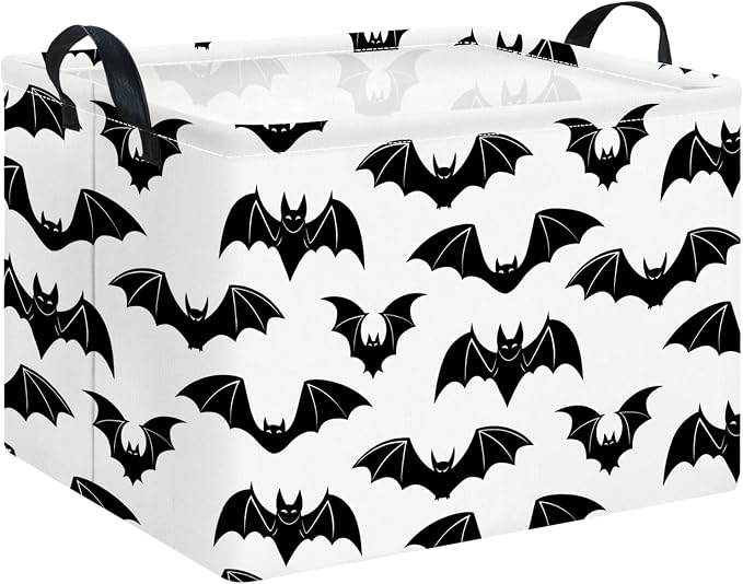 CLOCOR Rectangular Storage Basket Empty,Gift Basket,Waterproof Storage Bin with Handles,Room Decor(New Bat) by CLOCOR