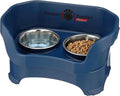 Neater Pet Brands Neater Feeder Deluxe Mess Proof Dog Bowls Elevated for Medium Dogs 19-40 lbs, Made in USA, No Spill Raised Dog Food Bowl Stand Feeding Station, Food and Water Bowl Set, Dark Blue by NeaterPetBrands