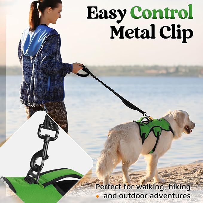 rabbitgoo Escape Proof Dog Harness for Large, No Pull with Lift Handle | No Escape, Full Soft Padded, Reflective Adjustable Vest, Leash Clip for Walking Hiking Training, Green, Large - Image 5