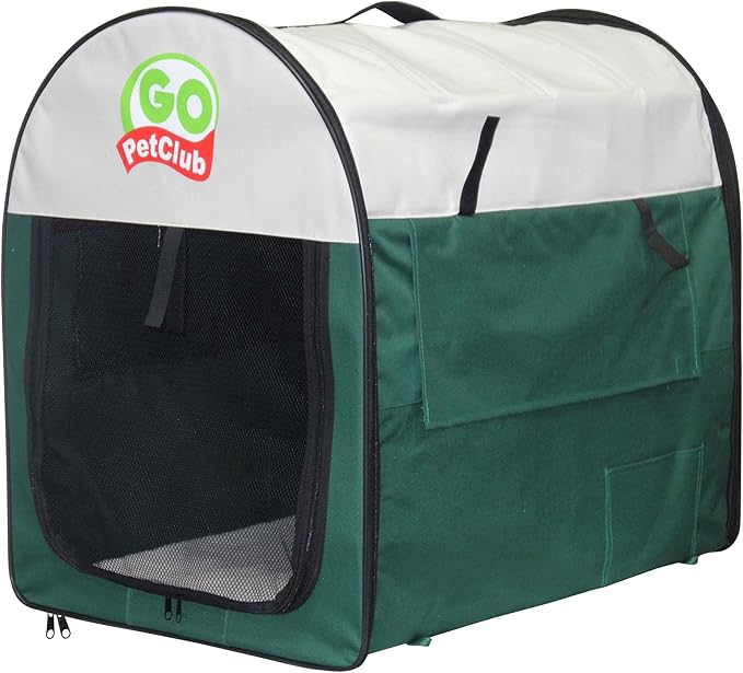 Go Pet Club 18" Rounded Top Soft Collapsible Dog Crate, Portable Pet Carrier, Thick Padded Pet Travel Crate for Indoor & Outdoor, Soft Sided Pet Foldable Kennel Cage with Durable Mesh Windows, Green by Go+Pet+Club