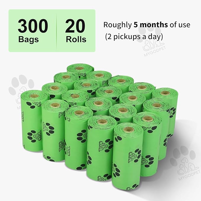 Dog Poop Bags Rolls 300 Count Biodegradable Poop Bags Refills for Dog and Cat Ocean Soap Scented Waste Bag Leak Proof Doggie Poop Bag Doggy Trash Bag Green - Image 7