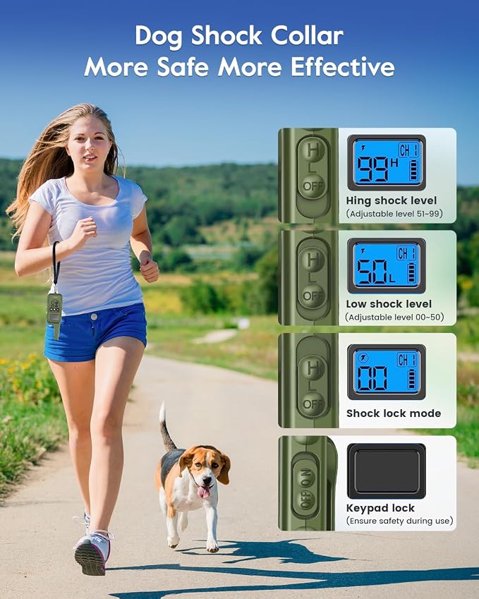 SLOPEHILL Dog Training Collar,4200FT Remote Shock Collar for Dogs 8-140lbs | IP68 Waterproof e Collar with Beep, Vibration, Safe Shock, Light ,No Shock Modes,Dog Collar with Removable Prongs,Dark Blue - Image 8