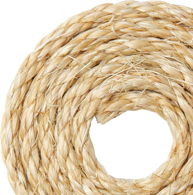 Natural Sisal Rope 1/4 Inch by 65-Feet for Cat Scratching Post Tree Tower Replacement Repair and Replace, DIY Hemp Twine Rope for Kittens Shelves Furniture Window Bed Perch Hammock cave, 6mm by 20m - Image 8