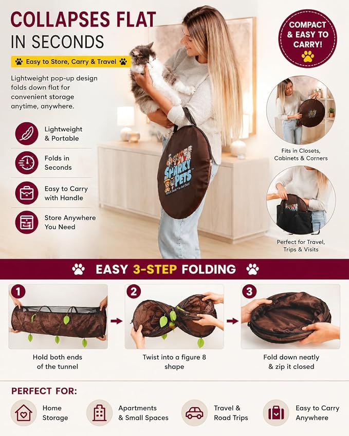 48" Cat Tunnel Mesh Play House | Collapsible Design | Breathable Mesh | Indoor & Outdoor | Connects to Cat Tents - Image 8