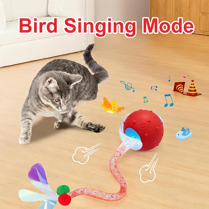 2PCS Interactive Cat Toys for Indoor Cats with 6 Tails, Automatic Cat Toy | Fast Rolling on Carpet/ Wooden Floor/ Tiles, Rechargeable Kitten Toys, for Small/ Medium/ Large Cats to Enrichment Exercise - Image 3