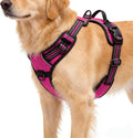 Hot Pink No-Pull Dog Harness with 2 Leash Clips，Soft Padded Vest for Large Dog, Adjustable Reflective Dog Vest Easy to Put on and Take Off, (Neck: 17"~24", Chest: 24"~32",Hot Pink L) by Unknown