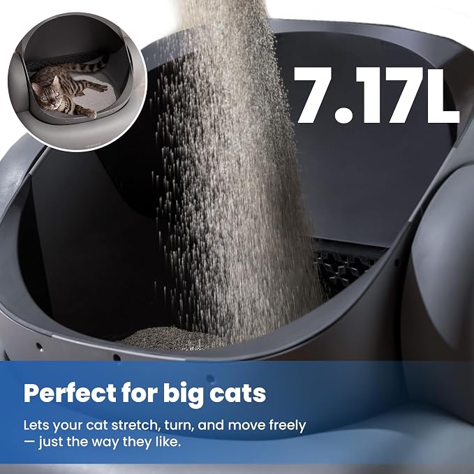 Neakasa M1 Plus Open-Top Self-Cleaning Cat Litter Box, 360° Safety Sensors, Advanced Odor & Leak Control, Automatic for Large & Multi-Cat Homes, Litter Mat & 2 Rolls Refill Bags Included - Image 5