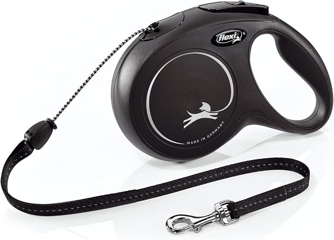 FLEXI® Classic Cord Retractable Dog Leash, Medium, 26 ft - Black | German engineered, original flexi leash, durable quality for dogs up to 44 lbs, tangle-free, walking, reliable brake system by Flexi