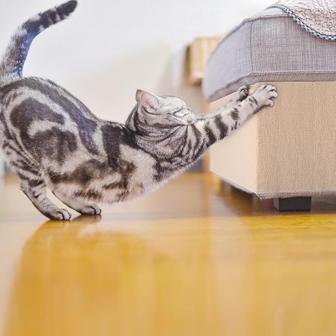 Cat Carpet remnants Cat Scratching Mat Trimmable Self-Adhesive Carpet DIY Climbing Scratcher Scratch Furniture Protector Covering Posts (78.7" x 15.8" Beige) - Image 7