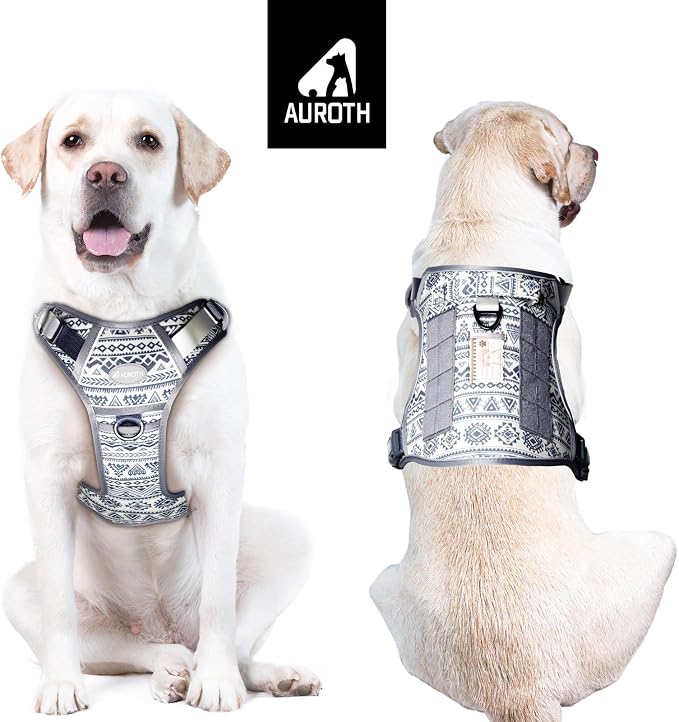 AUROTH Dog Harness for Large Dogs, No Pull Tactical Dog Vest with 2 Clips | Easy Control with handle, Adjustable, Reflective, Military K9, for German Shepherd Husky Walking, Bohemia Grey, Large - Image 2