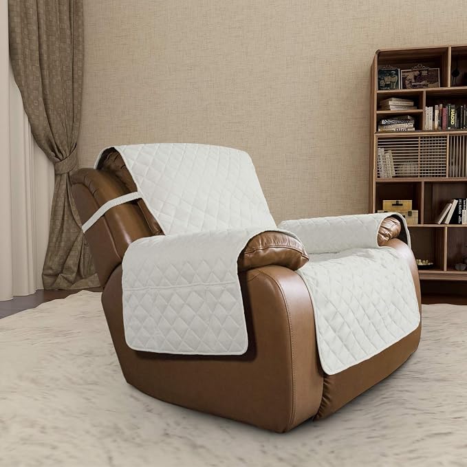 Easy-Going Reversible Couch Cover, Oversized Recliner, Ivory/Ivory | Machine Washable Slipcover For Dogs, Water Resistant Furniture Mat For Living Room, Non-Slip Sofa Cover, Pet Friendly - Image 2
