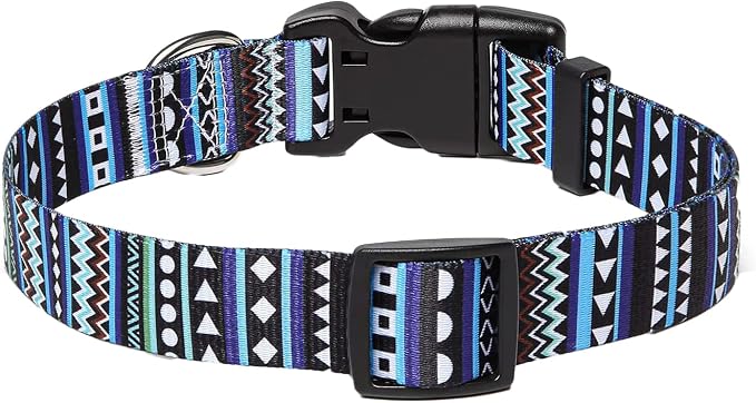 Mihqy Dog Collar for Medium Dogs, Fashion Design, Bohemian Blue,M | Neck Fit 12.9"-21.6", Multiple Patterns，4 Sizes for Small Medium Large Dogs, Comfortable for Walks and Outdoor Hikes - Image 2