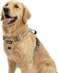 Dog Harness No Pull, Adjustable Pet Vest Harness, Super Soft Material with Vertical Handle Easy Control, Reflective Night Walking, 2 Leash Clips for Large Dogs, Brown, L by MyFUNFOX