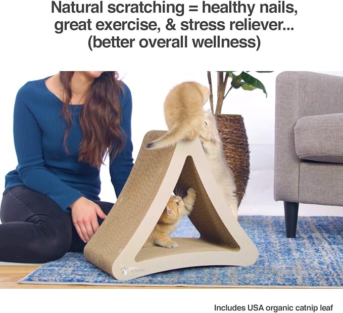 PetFusion 3-Sided Vertical Cat Scratching Post, 18in x 10.5in x 15.9in | Multiple Angle Scratching Pad with 6 Usable Sides, 100% Recyclable Cardboard Lounge for Play and Perch - Image 5