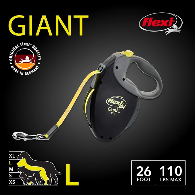 FLEXI® Giant Tape Retractable Dog Leash, Large, 26 ft - Black | German engineered, original flexi leash, durable quality for dogs up to 110 lbs, tangle-free, walking, reliable brake system - Image 2