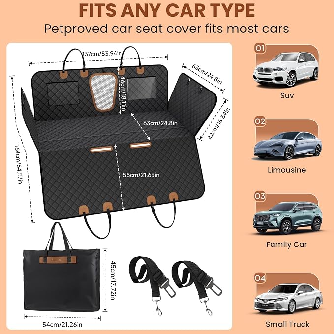 A-Pce Dog Car Seat Cover for Back Seat, Waterproof Hammock for Car & SUV | Easy to Clean, for Travel and Daily Use, Non-Slip, Back Seat Pet Cover for Dogs - Supports 400lbs - Image 2