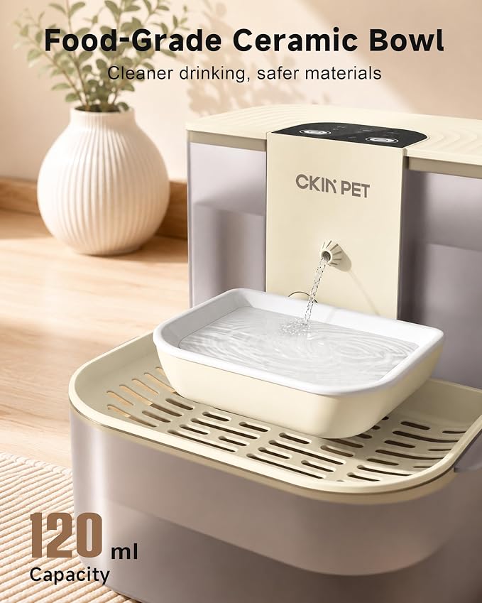 Heated Cat Water Fountain No Filters,4.5L Wireless Automatic Pet Fountain | Warms Water to 28°C/82°F,Wastewater Separation,Ceramic Bowl,4000mAh Battery,Remote Control,Pet Water Fountain for Cats & Dogs - Image 7