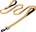 Joytale Dog Leash for Large Dogs that Pull, Double Handle, 5FT, Khaki | Traffic Handle for Control, Padded Handle Reduces Hand Strain, Reflective Stitching for Night Safety, Strong Nylon Webbing by Joytale