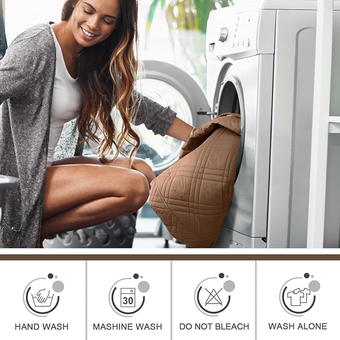 TAOCOCO Waterproof Recliner Chair Cover, Non Slip Oversized Recliner Covers for Recliner Chair with Pocket, Reclining Chair Cover Furniture Protector for Kids, Dogs(28'', Brown) - Image 7