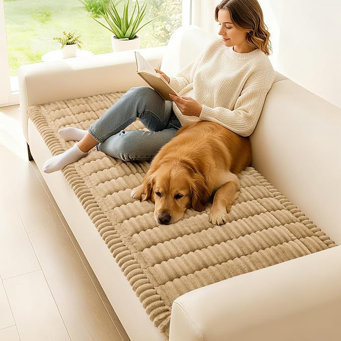 hyha Couch Cover for Dogs, Washable Non Slip Plush Flannel Sofa Protector | Thick Flannel, Anti-Slip Backing, Pet Hair & Scratch Protection, Fits Sofa & Loveseat (2 Pack 20" x 24") - Image 2