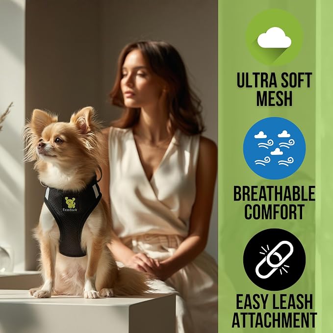 EcoBark Step in Dog Harness, Fully Adjustable Double Padded Mesh Vest, XS | Escape Proof, No Choke Halter for Small Dogs, Puppies & Chihuahuas 5 to 15 lbs, Rapid Fastener, Super Comfort, Black - Image 2