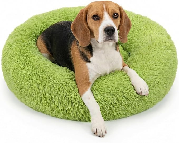 nononfish Cozy Donut Dog Bed,Plush Round Calming Pet Bed | Cozy round donut pet bed designed for comfortable daily sleeping. by nononfish