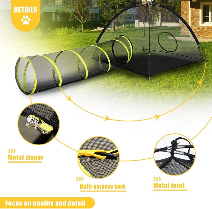 Outdoor Cat Enclosures Indoor, Portable Mesh Tent, Tunnel, Playhouse With Adjustable Harness and Leash for Walking, Colorful Tease Ball for Animals - Image 3