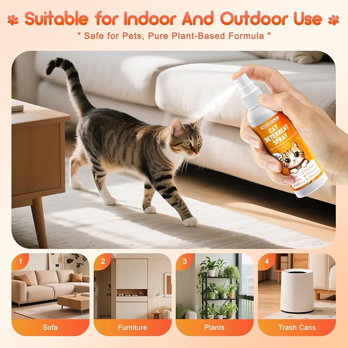 Natural Cat Scratch Deterrent Spray Anti Scratches Indoor & Outdoor, 100ml | Cat Repellent Spray For Furniture With Plant-Based Citrus Formula- Safe Cat Scratch Furniture Protector For Sofa, Carpet - Image 6