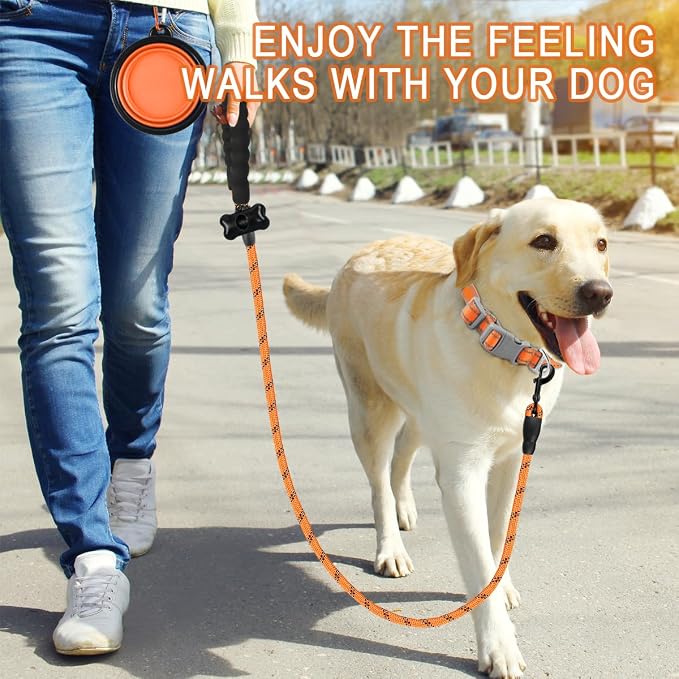 BARKBAY Dog Leashes for Large Dogs Heavy Duty Dog Leash 4/5/6 FT with Comfortable Padded Handle and Highly Reflective Threads for Medium Large Dogs Walking Training Running (5FT-1/2'',Orange) - Image 7