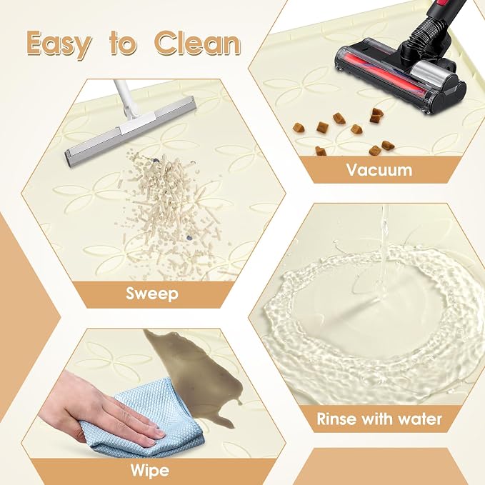 Cat Litter Mat, Large 34" x 22" Litter Box Mat, Waterproof Silicone Litter Mat for Litter Box, Non-Slip, Easy to Clean (Beige) - Image 4