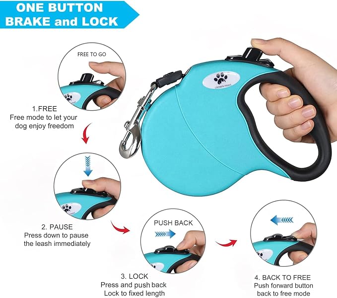 13ft Retractable Dog Leash for Small Breed Dogs up to 22 lbs with a Detachable Chew Proof Extender Wire Ropes (Blue S) - Image 5