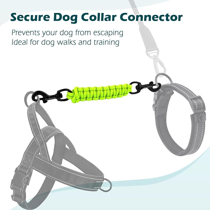 PetBonus Dog Collar Safety Clip, Handmade Prong Collar to Harness Connector | Dog Leash Backup Safety Strap, Escape Proof, Double Ended Clasp, Lead Connector for Pinch Collar, Harness (Neon Green) - Image 5