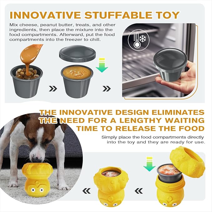 3-in-1 Treat-Dispensing Dog Puzzle Toy and Slow Feeder, Yellow | Octopus Puzzle Supports Frozen Treats,Dog Chew Toy,Kibble Dispensing and Slow Feeding,Interactive Dog Toys - Image 3