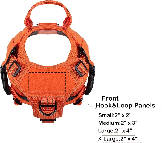 ICEFANG Tactical Dog Harness for Small Dogs,Reflective No Pull Dog Vest | with Control Handle,Adjustable,Front Hook,2 Leash Clips,Soft Padded,MOLLE Panel,Orange,Small - Image 4