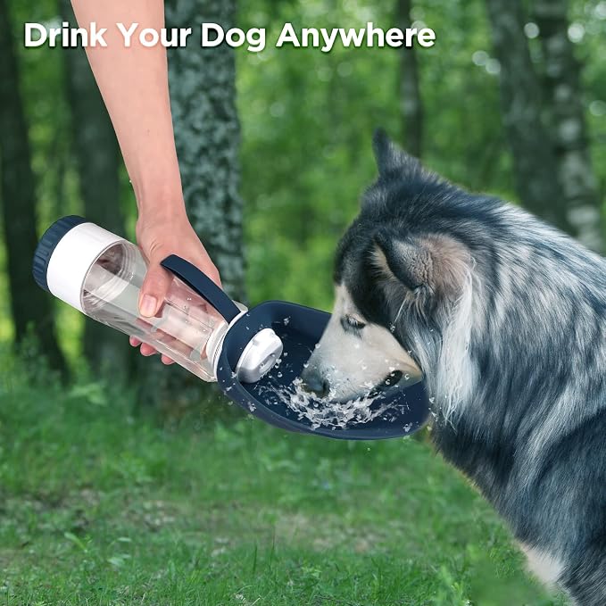 Uppetly Dog Water Bottle, Portable Pet Water Bottle with Food Container and Drinking Feeder, Leak Proof, BPA-Free, Foldable Puppy Water Cup Dispenser for Outdoor Walking, Travel, Hiking 20OZ - Image 6